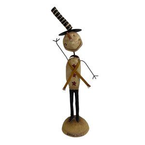 August Moon Snow Days Snowman Figurine Dan‎ DiPaolo 2006 Striped Hat Folk Art